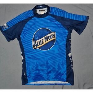 PRIMAL Cycling Jersey Men Size Large Bicycle Blue Moon Brewing Co Back Pocket